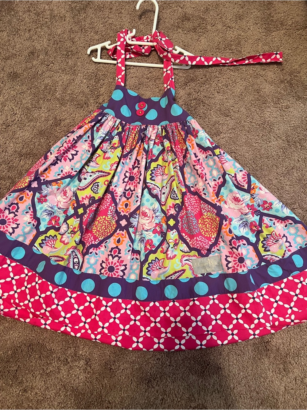 Eleanor Rose Pink, Purple & Teal Floral Halter Summer Dress